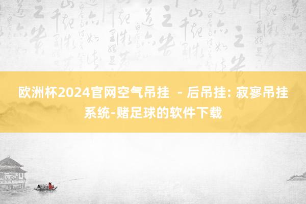 欧洲杯2024官网空气吊挂  - 后吊挂: 寂寥吊挂系统-赌足球的软件下载