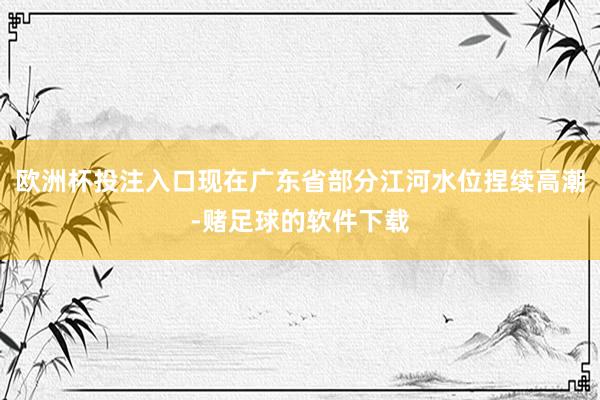 欧洲杯投注入口现在广东省部分江河水位捏续高潮-赌足球的软件下载