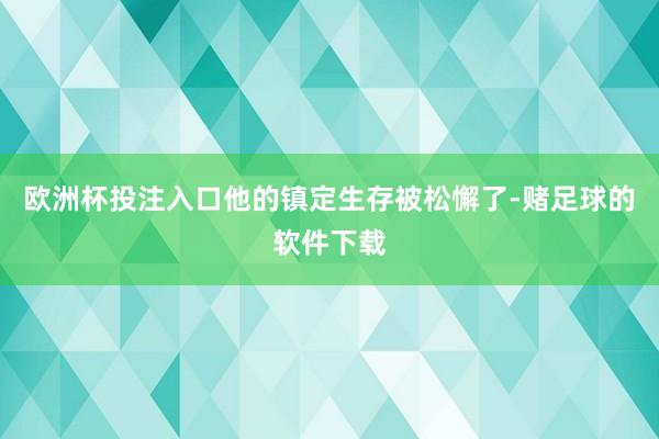 欧洲杯投注入口他的镇定生存被松懈了-赌足球的软件下载