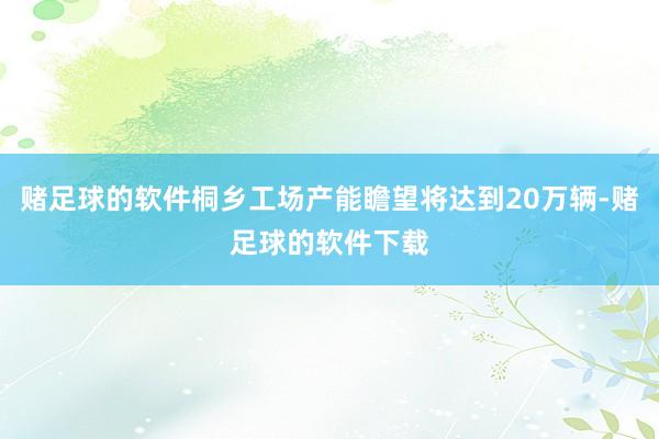 赌足球的软件桐乡工场产能瞻望将达到20万辆-赌足球的软件下载