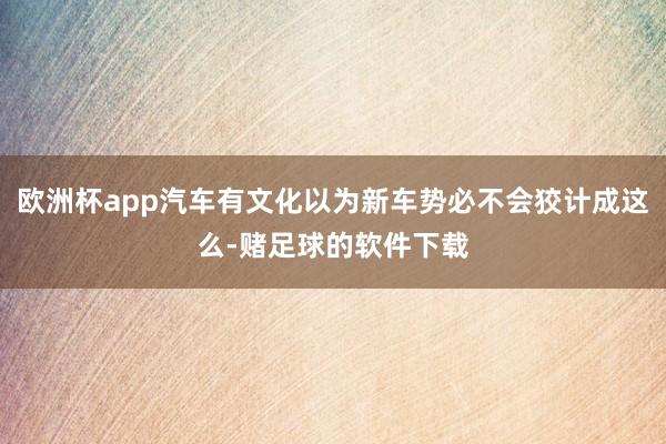 欧洲杯app汽车有文化以为新车势必不会狡计成这么-赌足球的软件下载