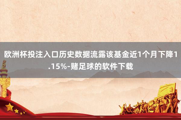 欧洲杯投注入口历史数据流露该基金近1个月下降1.15%-赌足球的软件下载