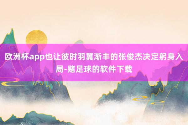 欧洲杯app也让彼时羽翼渐丰的张俊杰决定躬身入局-赌足球的软件下载