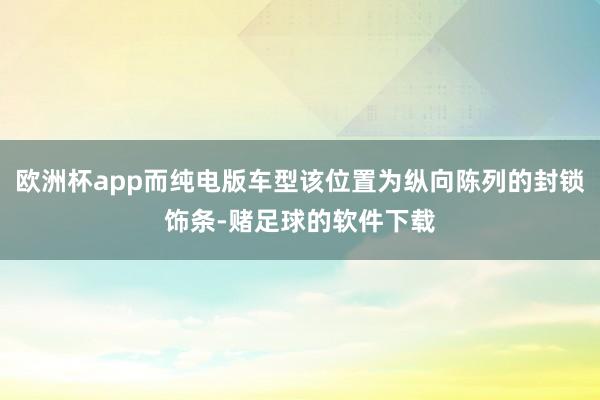 欧洲杯app而纯电版车型该位置为纵向陈列的封锁饰条-赌足球的软件下载