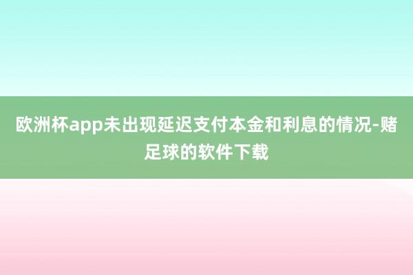 欧洲杯app未出现延迟支付本金和利息的情况-赌足球的软件下载