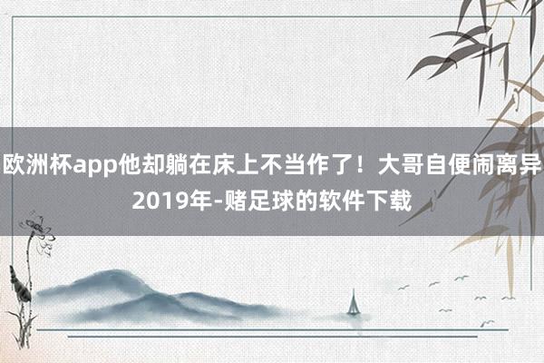 欧洲杯app他却躺在床上不当作了！大哥自便闹离异2019年-赌足球的软件下载