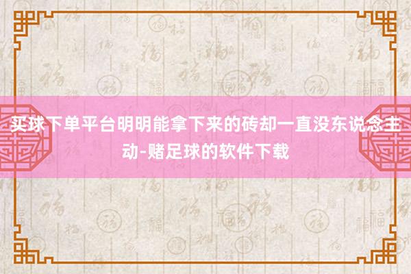 买球下单平台明明能拿下来的砖却一直没东说念主动-赌足球的软件下载