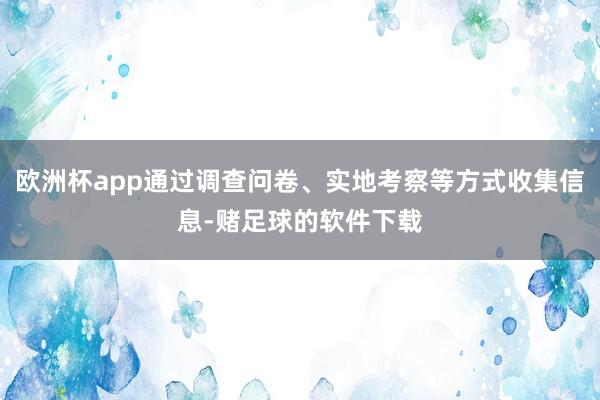 欧洲杯app通过调查问卷、实地考察等方式收集信息-赌足球的软件下载