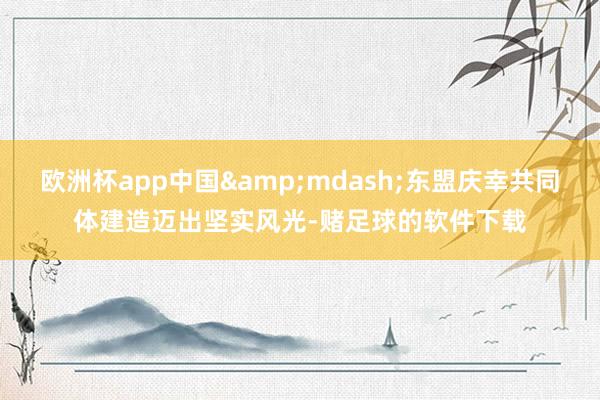 欧洲杯app中国&mdash;东盟庆幸共同体建造迈出坚实风光-赌足球的软件下载