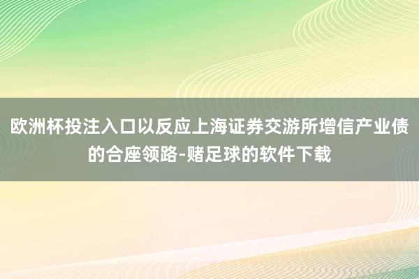 欧洲杯投注入口以反应上海证券交游所增信产业债的合座领路-赌足球的软件下载