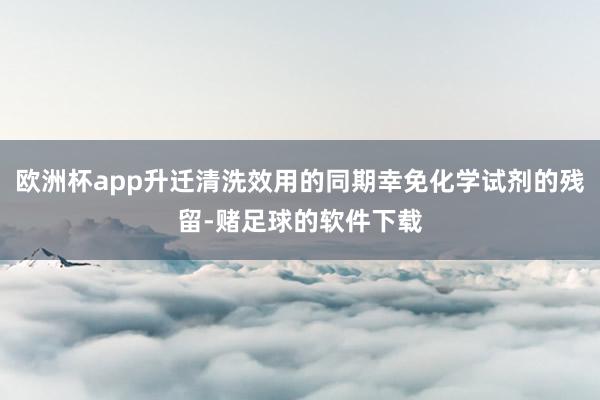 欧洲杯app升迁清洗效用的同期幸免化学试剂的残留-赌足球的软件下载