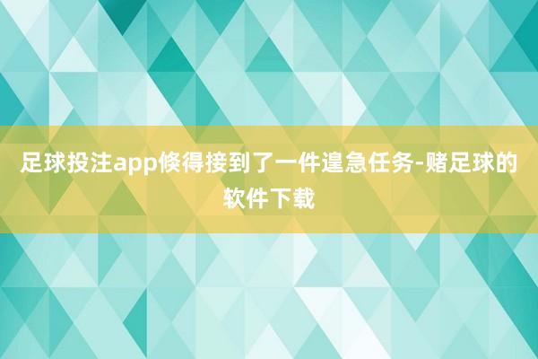 足球投注app倏得接到了一件遑急任务-赌足球的软件下载