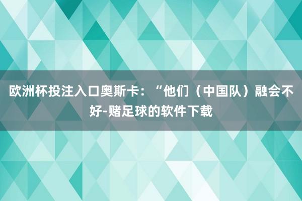 欧洲杯投注入口奥斯卡：“他们（中国队）融会不好-赌足球的软件下载