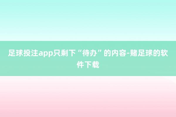 足球投注app只剩下“待办”的内容-赌足球的软件下载