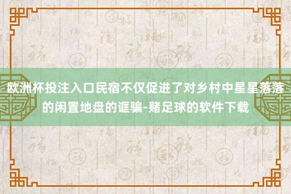 欧洲杯投注入口民宿不仅促进了对乡村中星星落落的闲置地盘的诓骗-赌足球的软件下载