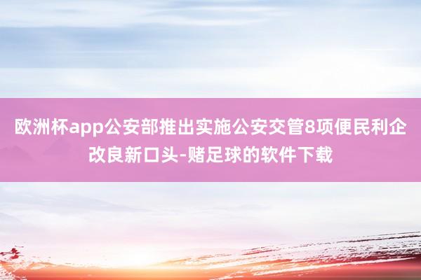 欧洲杯app公安部推出实施公安交管8项便民利企改良新口头-赌足球的软件下载