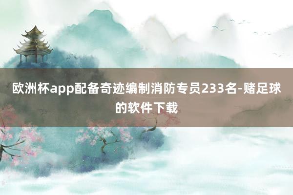 欧洲杯app配备奇迹编制消防专员233名-赌足球的软件下载