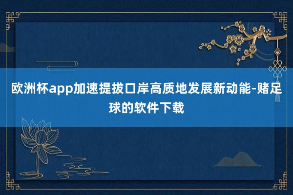 欧洲杯app加速提拔口岸高质地发展新动能-赌足球的软件下载