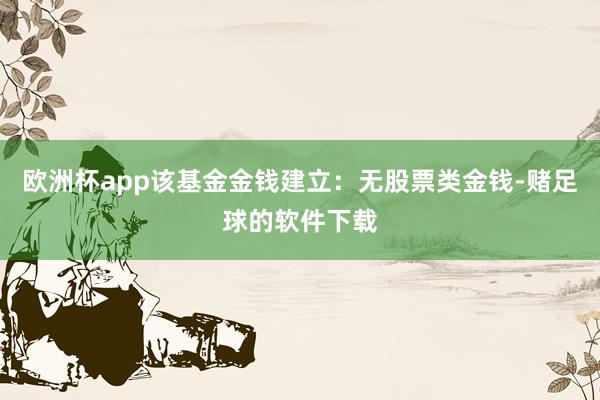 欧洲杯app该基金金钱建立：无股票类金钱-赌足球的软件下载