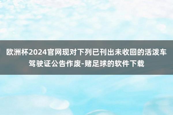 欧洲杯2024官网现对下列已刊出未收回的活泼车驾驶证公告作废-赌足球的软件下载