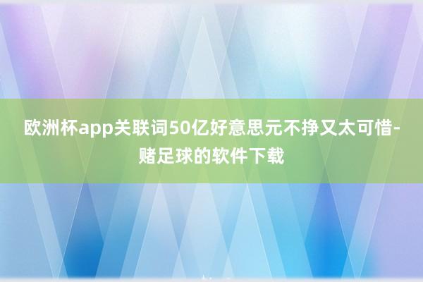 欧洲杯app关联词50亿好意思元不挣又太可惜-赌足球的软件下载